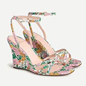 Jcrew Liberty of London Cross Strap Wedges in Petunia Lime Marigold